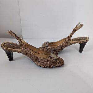 Cole Haan Brown Peep Toe Heels 7.5